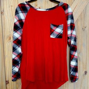 Plaid long sleeve top